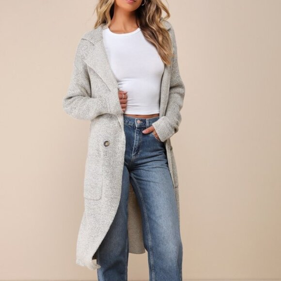 Lulus Cuddle Club Beige Long Sleeve Sweater Coat - Size XS - Picture 1 of 1